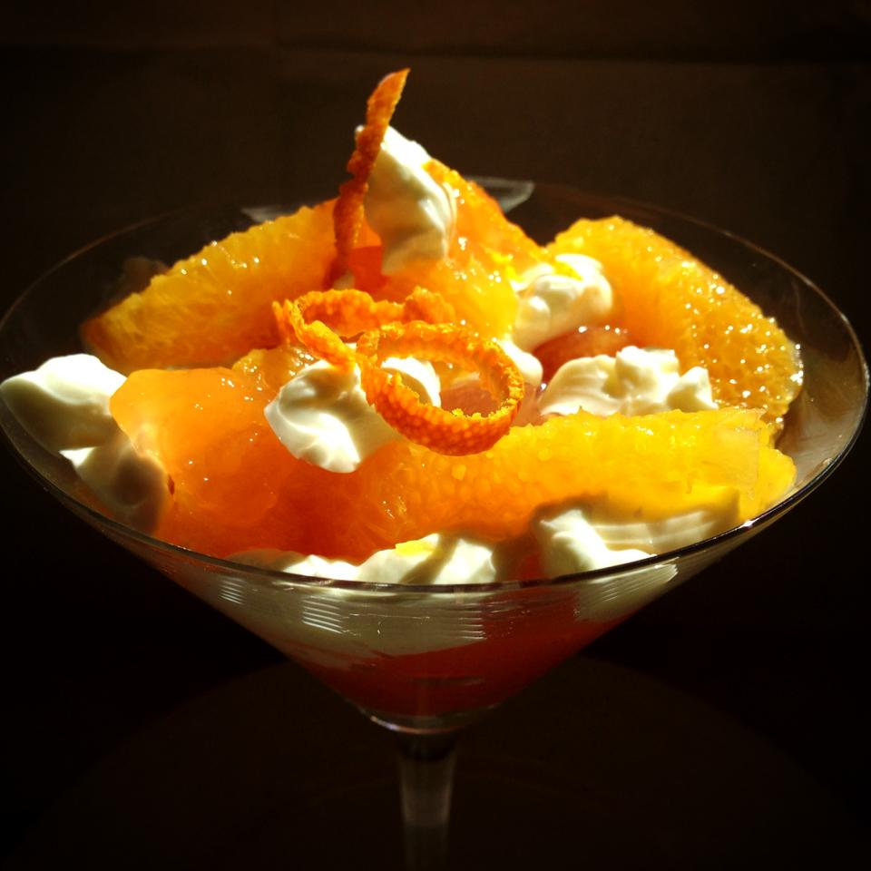 Campari and Orange Jelly with Labneh and Oranges