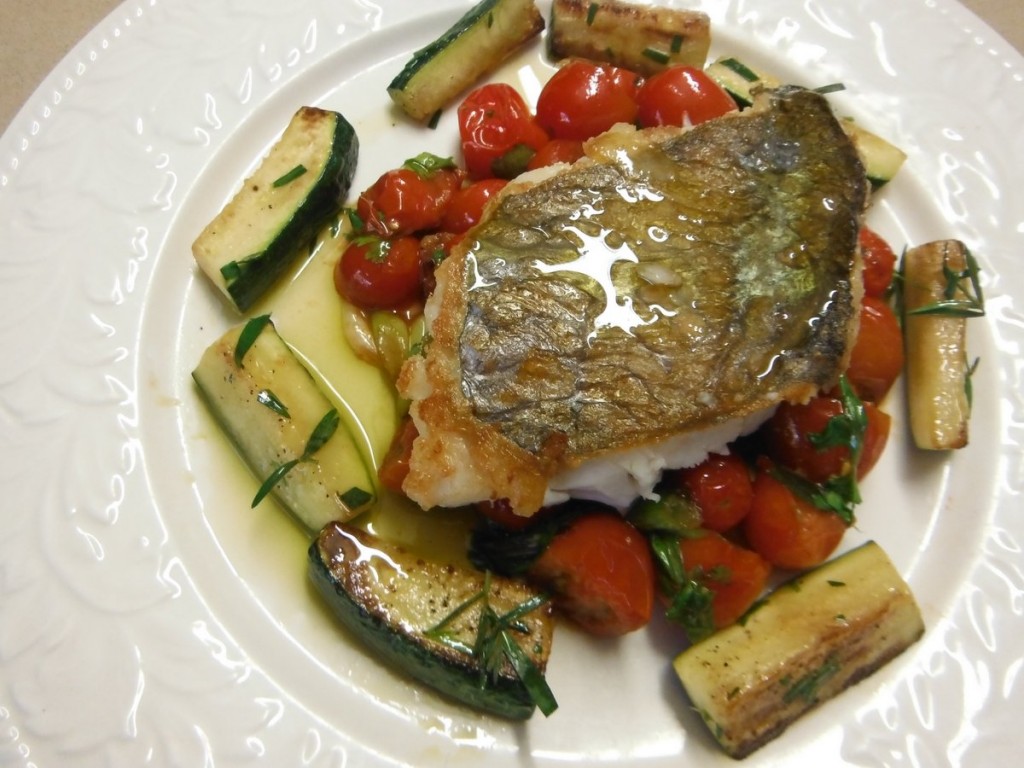 Crispy-skinned Fish with Tomato Salsa