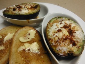 Spicy Baked Eggs in Avocados