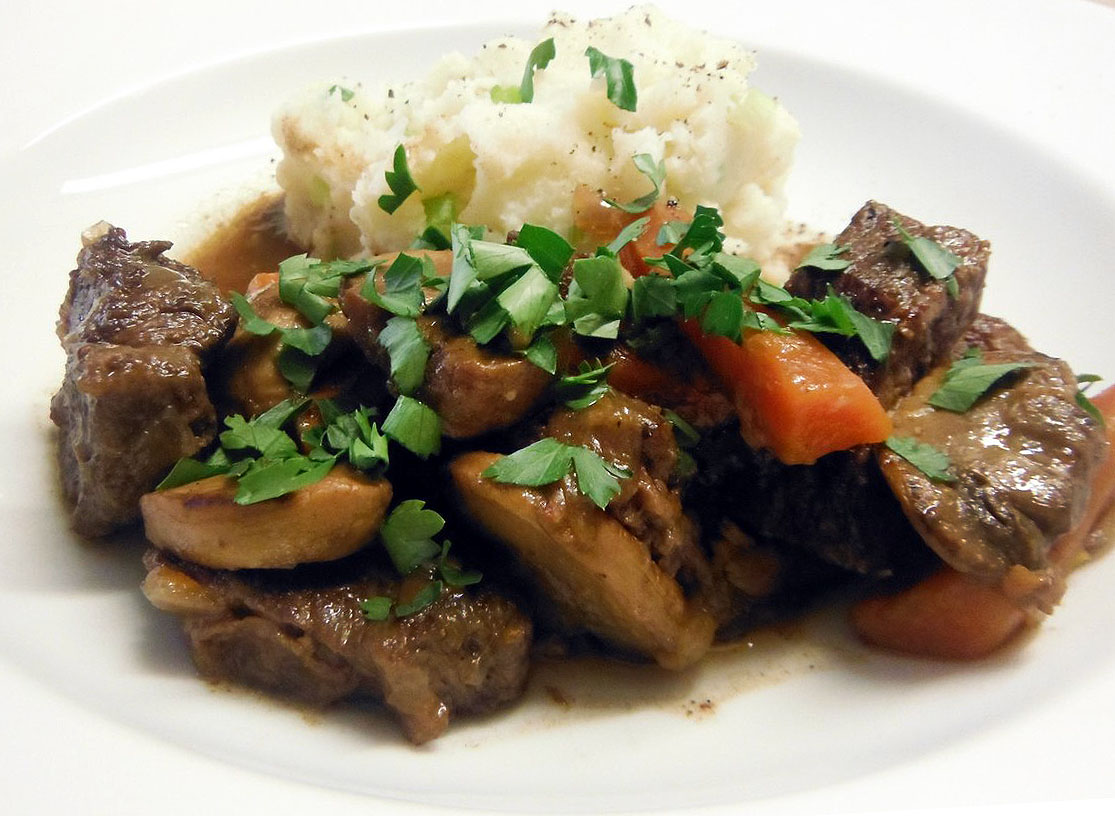 Beef Casserole with Spring Onion Mash