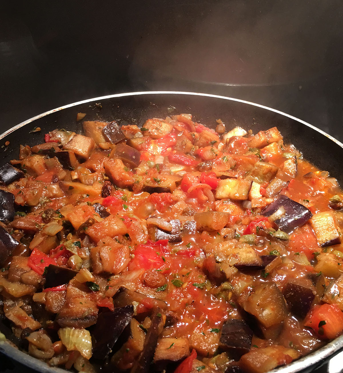 Sicilian Pasta with Eggplant, Pine Nuts and Raisins