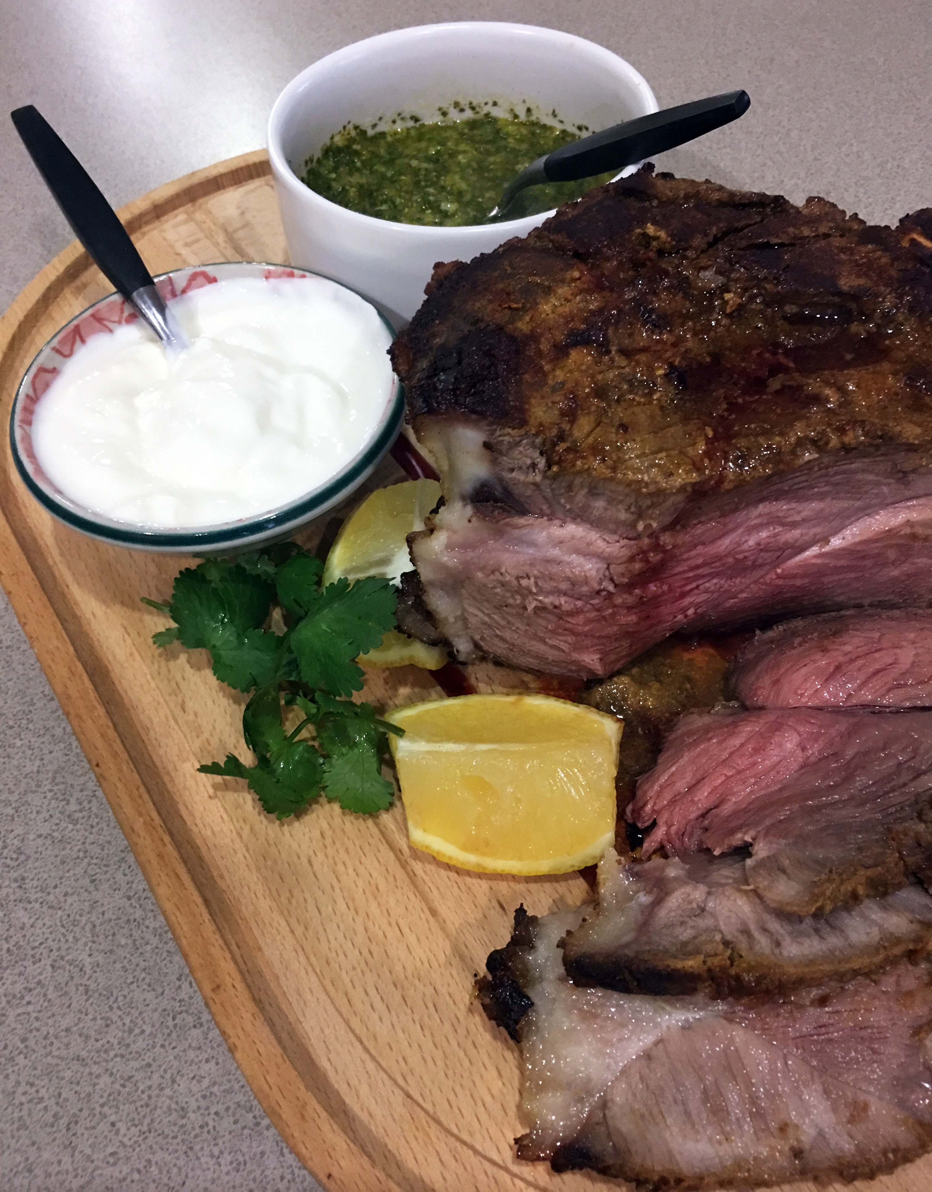 Indian Spiced Roast Lamb with Coriander Chutney