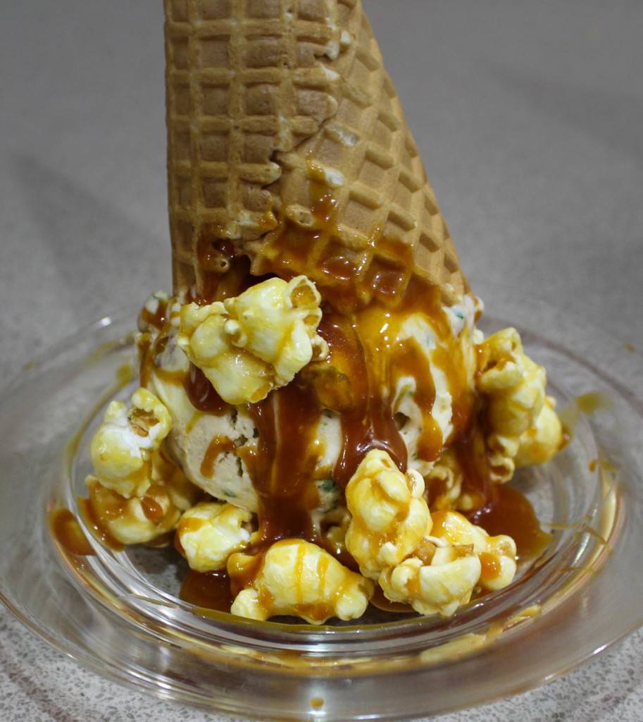 Deconstructed Ice Cream Sundae with Popcorn & Salted Caramel Sauce