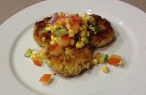 Prawn Cakes with Corn Salsa