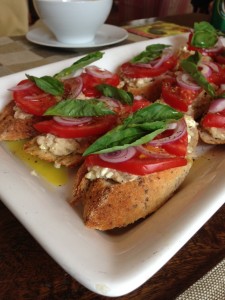 Bruscettas with White Beans, Feta and Tomato