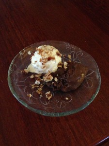 Rich Chocolate Mousse with Peanut Brittle Ice Cream