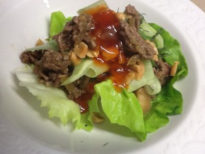 Satay Beef in Lettuce Cups