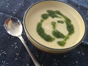 Cauliflower & Stilton Soup with Pesto