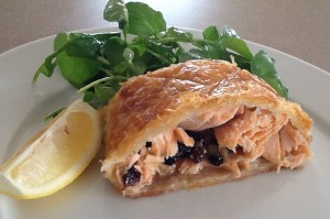 Salmon in Pastry with Currants and Ginger