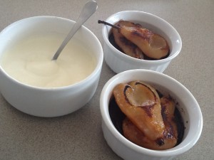 Chocolate Puddings with Ginger Pears