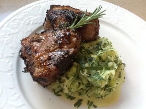 Quick Lamb Chops and Zucchini with Tarragon & Sour Cream