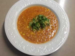 Mexican Corn Soup with Avocado Salsa