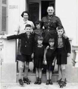 Major and Mrs H.W. Staples, and their four children - Pat, Edwin, Margaret and Daphne outside their home, Dragona, shortly after their arrival on Malta in January 1939.