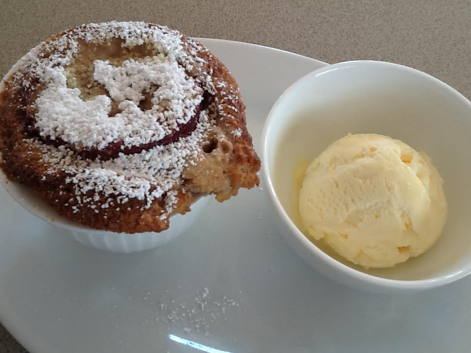 Plum Puddings with Vanilla Ice Cream