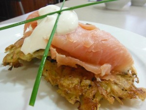 Potato Cakes with Smoked Salmon & Sour Cream