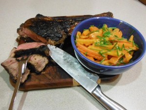 Tomahawk Steak with Whisky-Glazed Carrots