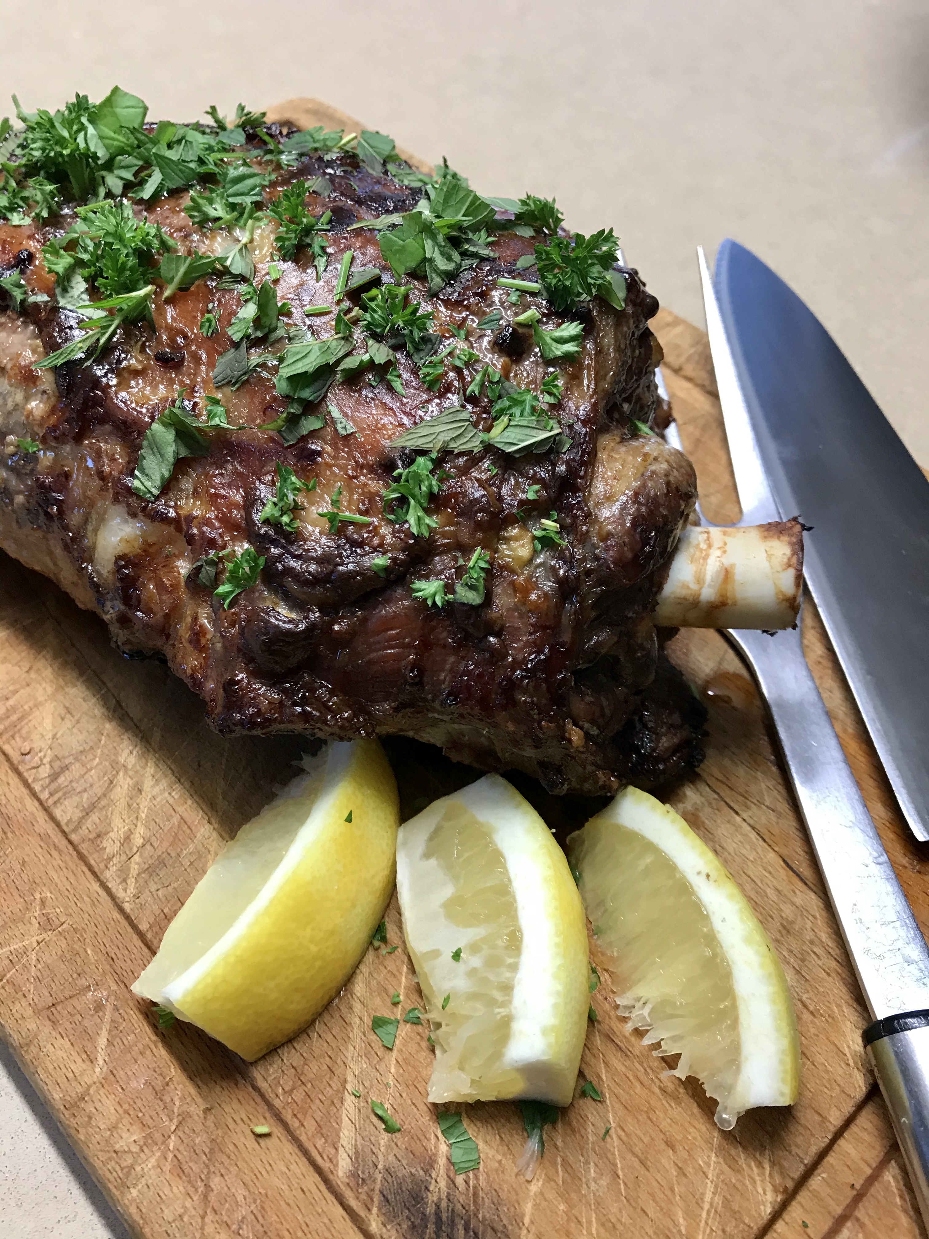 Roast Lamb with Anchovies Mustard and Herbs