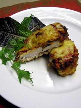 Chicken Parmigiano with salad
