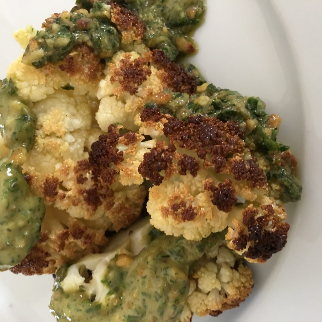 Roasted Cauliflower with Anchovy Pesto