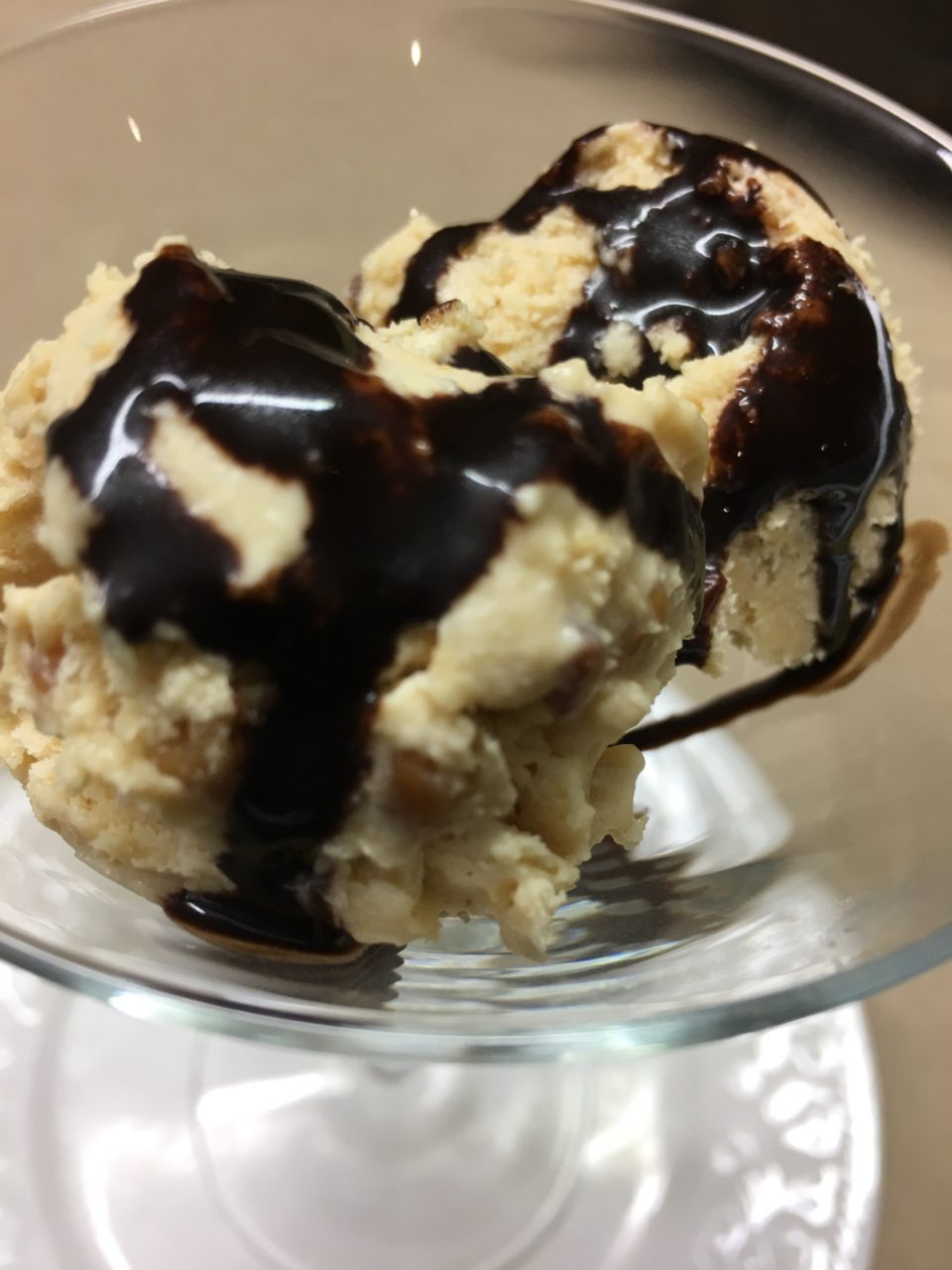 Peanut Butter Ice Cream with Chocolate Sauce