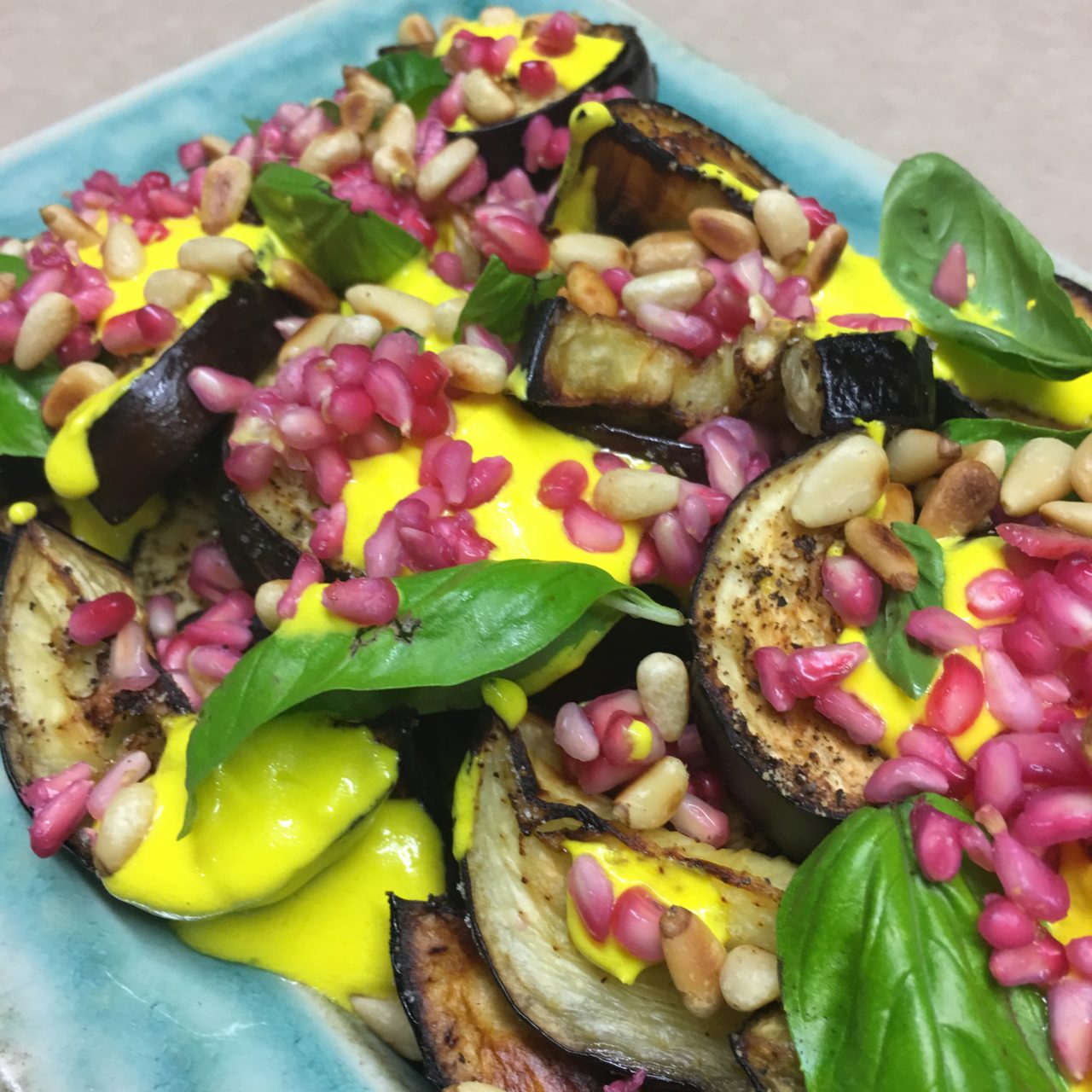 Roasted Eggplant with Saffron Yoghurt