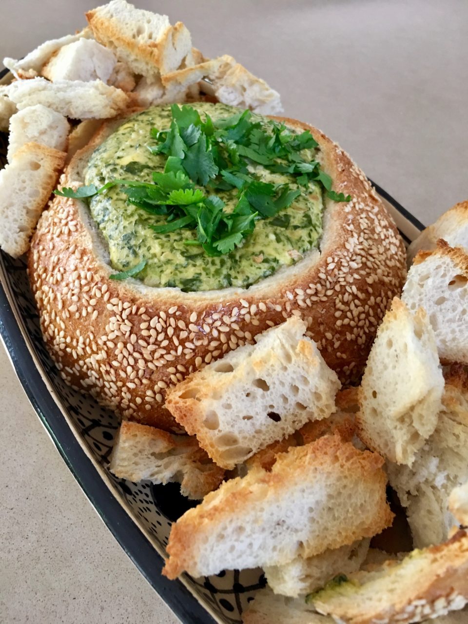 Spinach Dip in Cob Loaf